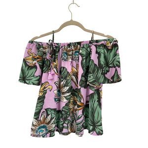 NWT J. Crew Multicolor Fauna Print Strappy Tassel Cold Shoulder Top Size‎ 0